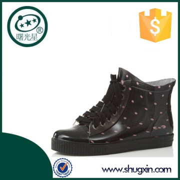 brand girls beautiful flower dot rain boots pvc made Summer Season shoes D-615